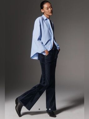 Maeve bow peep high rise flare jeans